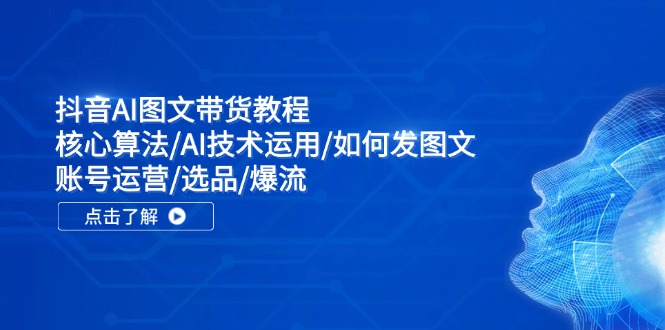 （11958期）抖音AI图文带货教程：核心算法/AI技术运用/如何发图文/账号运营/选品/爆流-枫客网创