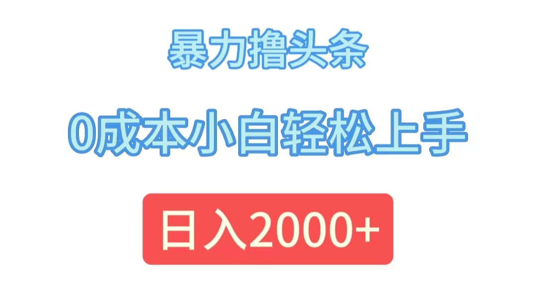 （12068期）暴力撸头条，0成本小白轻松上手，日入2000+-枫客网创