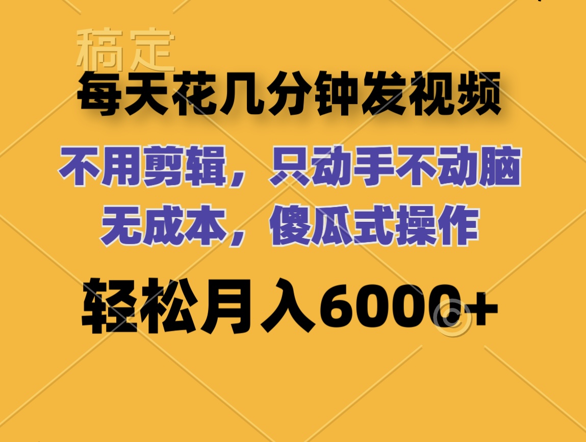 （12119期）每天花几分钟发视频 无需剪辑 动手不动脑 无成本 傻瓜式操作 轻松月入6…-枫客网创