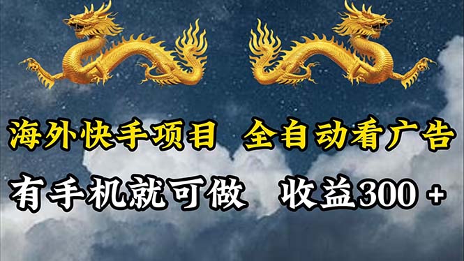 （12175期）海外快手项目，利用工具全自动看广告，每天轻松 300+-枫客网创