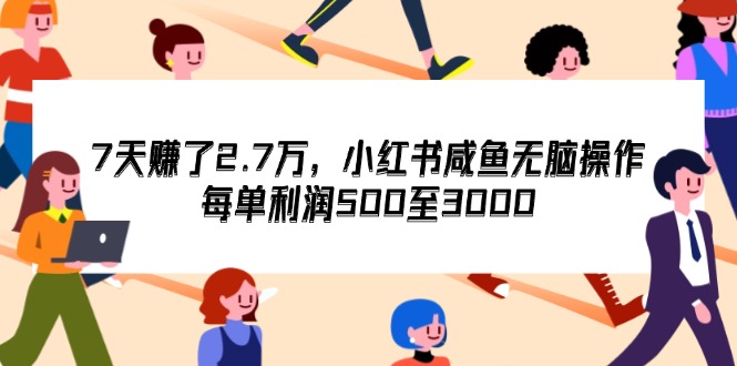 （12192期）7天收了2.7万，小红书咸鱼无脑操作，每单利润500至3000-枫客网创