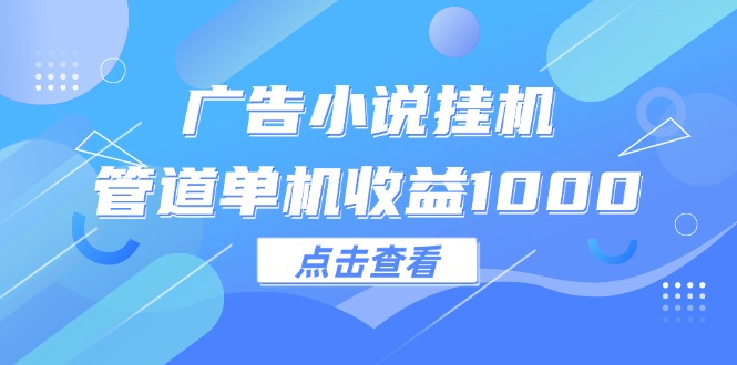 （12198期）广告小说挂机管道单机收益1000+-枫客网创