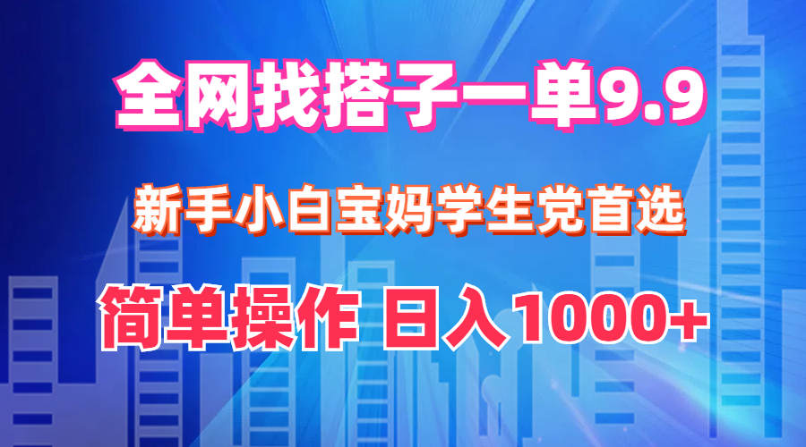 （12295期）全网找搭子1单9.9 新手小白宝妈学生党首选 简单操作 日入1000+-枫客网创