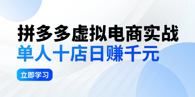 （12326期）拼多多虚拟电商实战：单人10店日赚千元，深耕老项目，稳定盈利不求风口-枫客网创