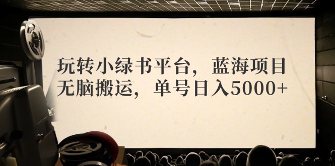 （12366期）玩转小绿书平台，蓝海项目，无脑搬运，单号日入5000+-枫客网创