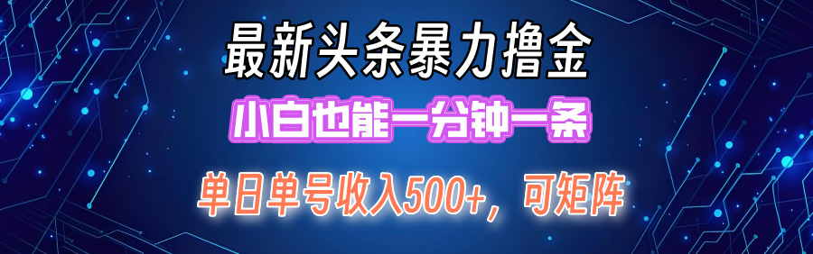 （12380期）最新暴力头条掘金日入500+，矩阵操作日入2000+ ，小白也能轻松上手！-枫客网创