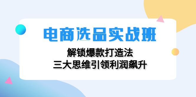 （12398期）电商选品实战班：解锁爆款打造法，三大思维引领利润飙升-枫客网创