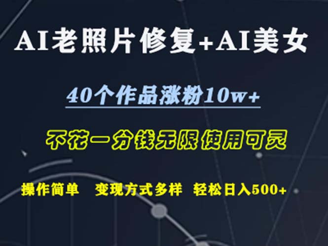 （12489期）AI老照片修复+AI美女玩发  40个作品涨粉10w+  不花一分钱使用可灵  操…-枫客网创