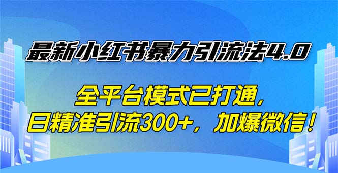 （12505期）最新小红书暴力引流法4.0， 全平台模式已打通，日精准引流300+，加爆微…-枫客网创