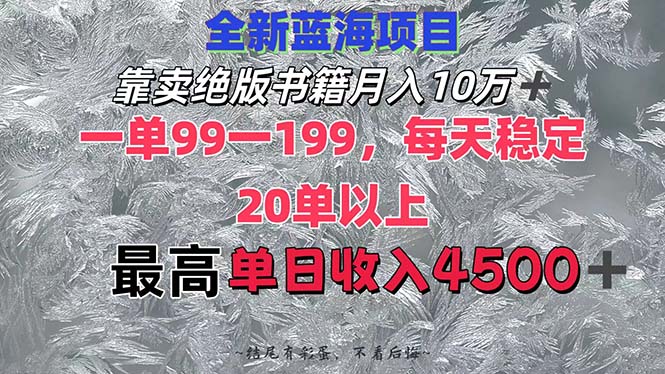 （12512期）靠卖绝版书籍月入10W+,一单99-199，一天平均20单以上，最高收益日入4500+-枫客网创