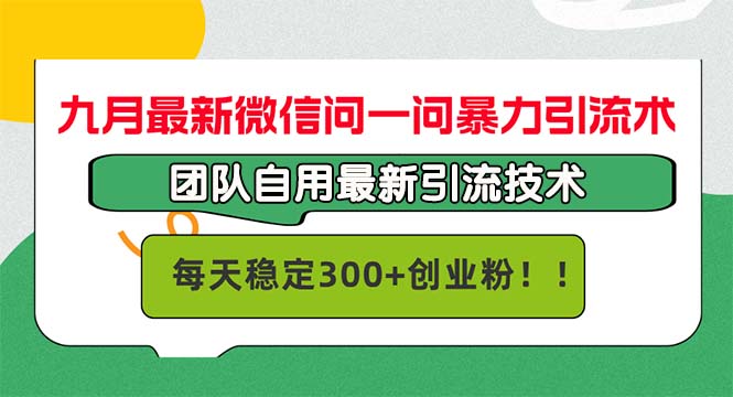 九月最新微信问一问暴力引流术，团队自用引流术，每天稳定300+创…-枫客网创