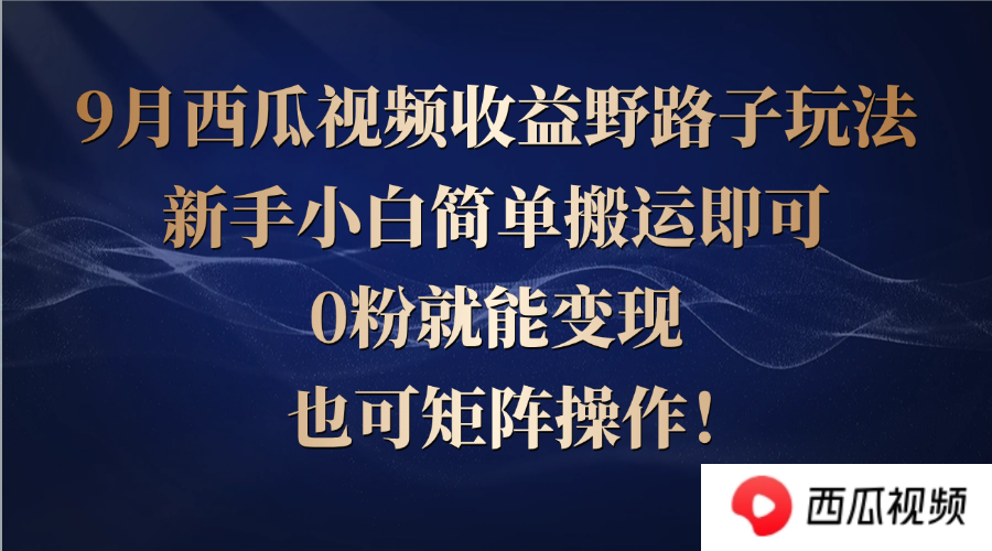 西瓜视频收益野路子玩法，新手小白简单搬运即可，0粉就能变现，也可矩…-枫客网创