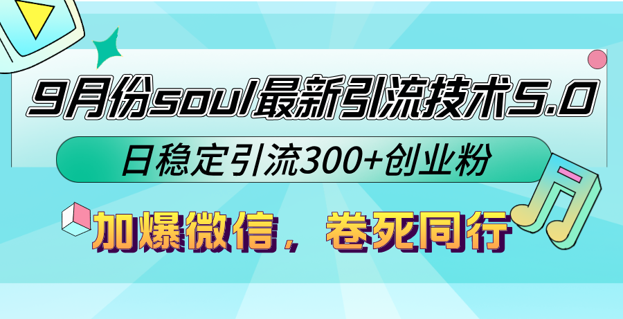 9月份soul最新引流技术5.0，日稳定引流300+创业粉，加爆微信，卷死同行-枫客网创