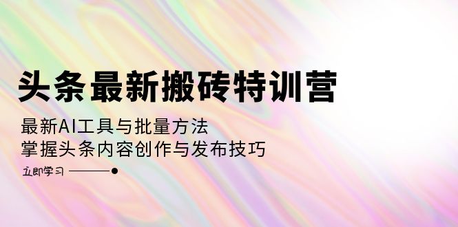 （12819期）头条最新搬砖特训营：最新AI工具与批量方法，掌握头条内容创作与发布技巧-枫客网创