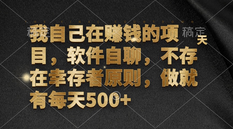 （12956期）我自己在赚钱的项目，软件自聊，不存在幸存者原则，做就有每天500+-枫客网创