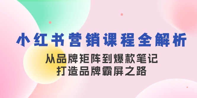 （13017期）小红书营销课程全解析，从品牌矩阵到爆款笔记，打造品牌霸屏之路-枫客网创