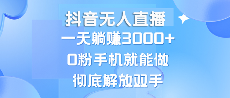 （13038期）抖音无人直播，一天躺赚3000+，0粉手机就能做，新手小白均可操作-枫客网创