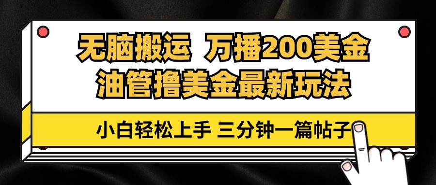 （13050期）油管无脑搬运撸美金玩法教学，万播200刀，三分钟一篇帖子，小白轻松上手-枫客网创