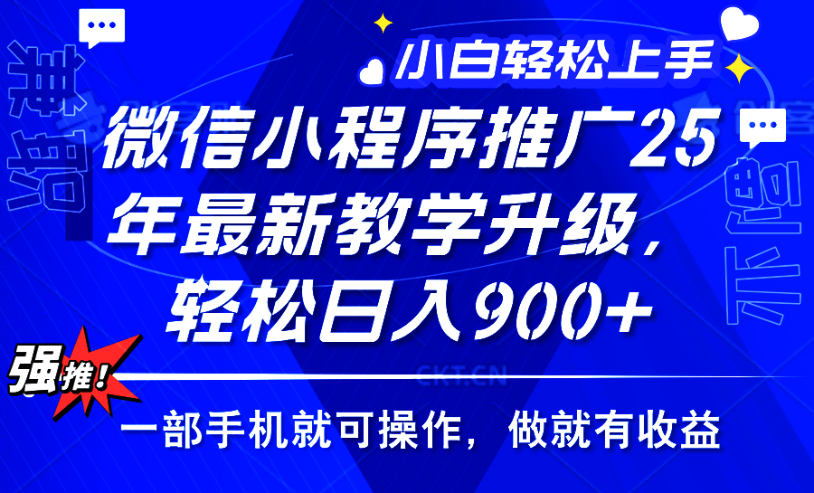 2025年微信小程序推广，最新教学升级，轻松日入900+，小白宝妈轻松上手…-枫客网创