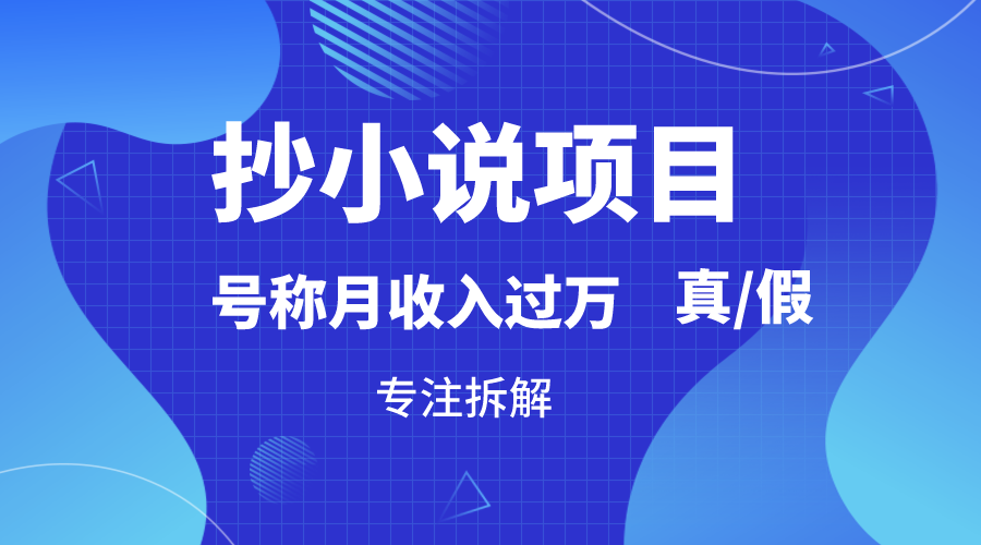 抄小说项目，号称月入过万，到底是否真实，能不能做，详细拆解-枫客网创