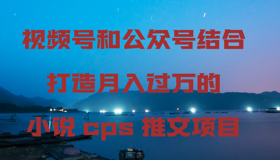 视频号和公众号结合打造月入过万的小说cps推文项目，包括市面上面的各种思路详解-枫客网创