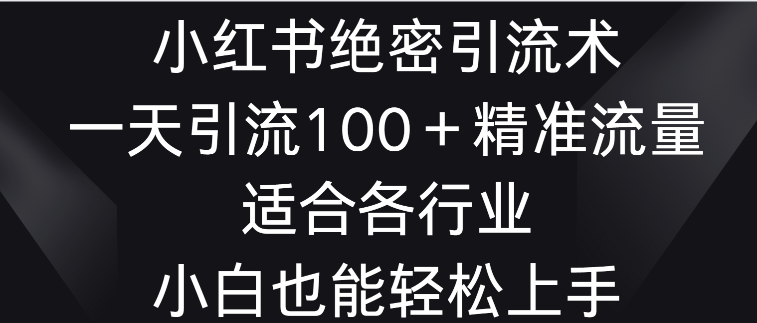 小红书绝密引流术，一天引流100＋精准流量，适合各个行业，小白也能轻松上手-枫客网创