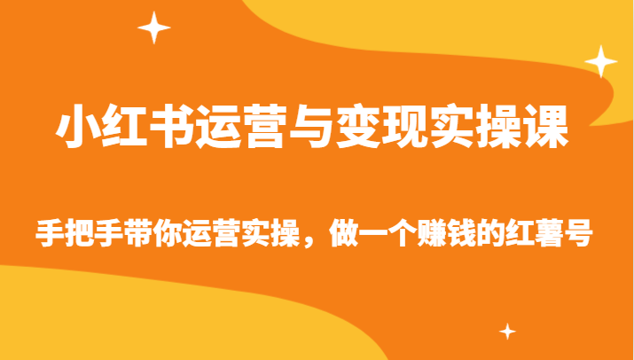 小红书运营与变现实操课-手把手带你运营实操，做一个赚钱的红薯号-枫客网创