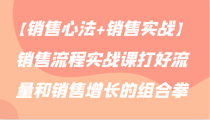 【销售心法+销售实战】销售流程实战课打好流量和销售增长的组合拳-枫客网创