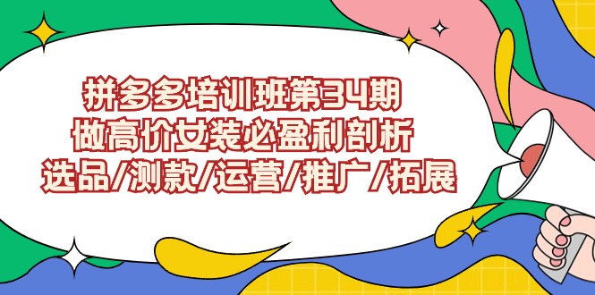 拼多多培训班第34期：做高价女装必盈利剖析 选品/测款/运营/推广/拓展-枫客网创