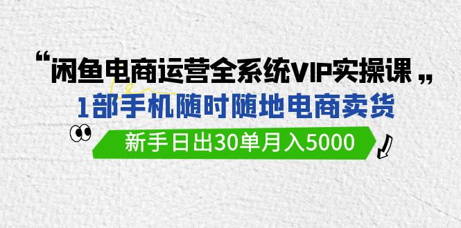 闲鱼电商运营全系统VIP实战课，1部手机随时随地卖货，新手日出30单月入5000-枫客网创