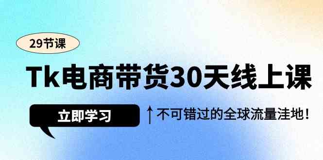 Tk电商带货30天线上课，不可错过的全球流量洼地（29节课）-枫客网创