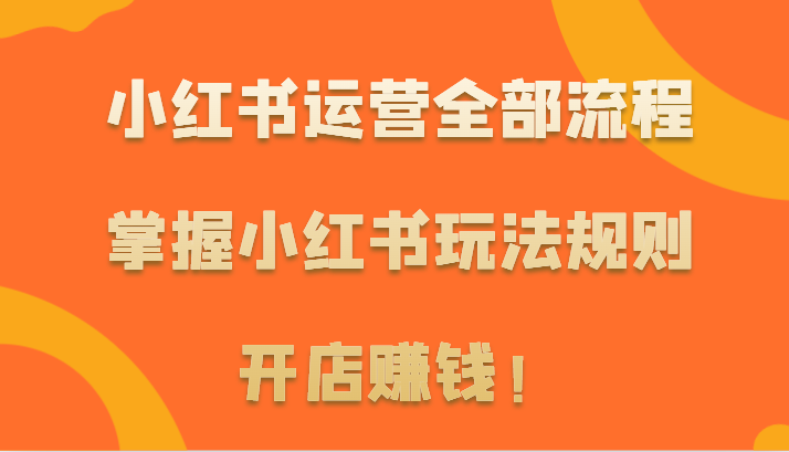 小红书运营全部流程，掌握小红书玩法规则，开店赚钱！-枫客网创