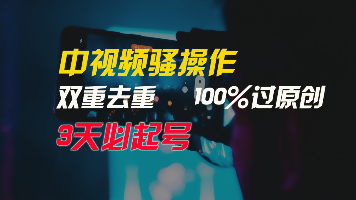 中视频骚操作，双重去重100%过原创，3天比必起号，简单无脑，月入3W+-枫客网创