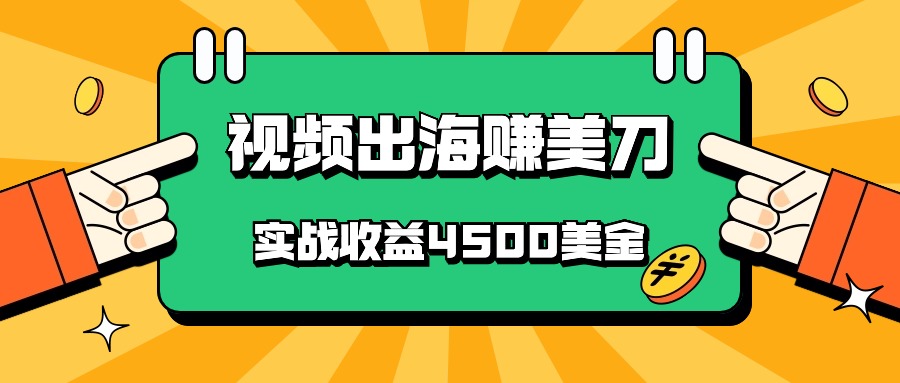 国内爆款视频出海赚美刀，实战收益4500美金，批量无脑搬运，无需经验直接上手-枫客网创