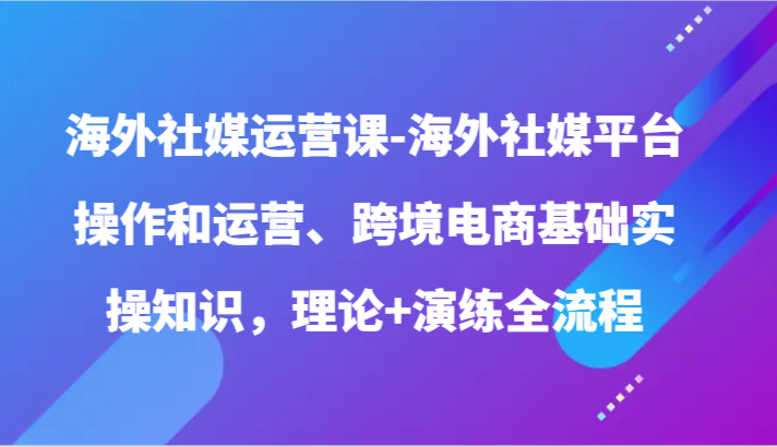 海外社媒运营课-海外社媒平台操作和运营、跨境电商基础实操知识，理论+演练全流程-枫客网创