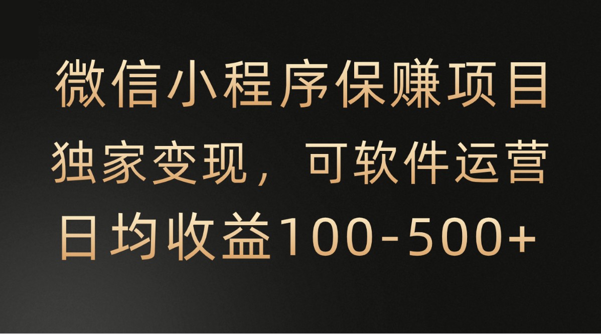 微信小程序，腾讯保赚项目，可软件自动运营，日均100-500+收益有保障-枫客网创