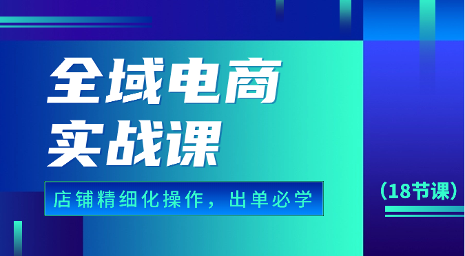 全域电商实战课，个人店铺精细化操作流程，出单必学内容（18节课）-枫客网创