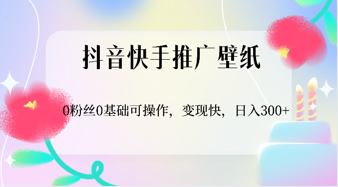 抖音快手推广壁纸，0粉丝0基础可操作，变现快，日入300+-枫客网创