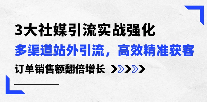 3大社媒引流实操强化，多渠道站外引流/高效精准获客/订单销售额翻倍增长-枫客网创