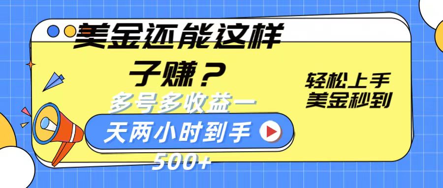 美金还能这样子赚？轻松上手，美金秒到账 多号多收益，一天 两小时，到手500+-枫客网创