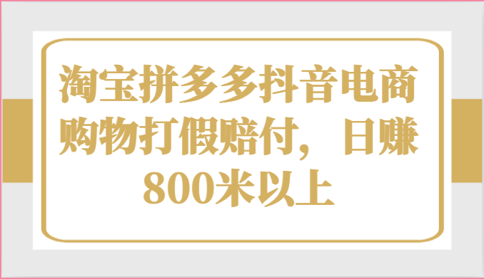 淘宝拼多多抖音电商购物打假赔付，日赚800米以上-枫客网创