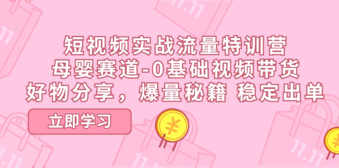 短视频实战流量特训营，母婴赛道-0基础带货，好物分享，爆量秘籍 稳定出单-枫客网创