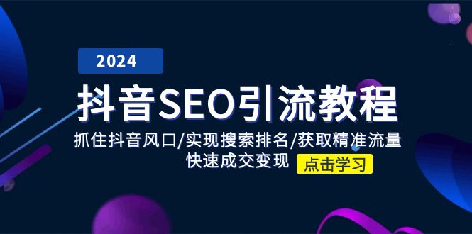 抖音SEO引流教程：抓住抖音风口/实现搜索排名/获取精准流量/快速成交变现-枫客网创