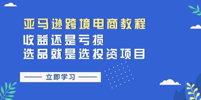 亚马逊跨境电商教程：收益还是亏损！选品就是选投资项目-枫客网创