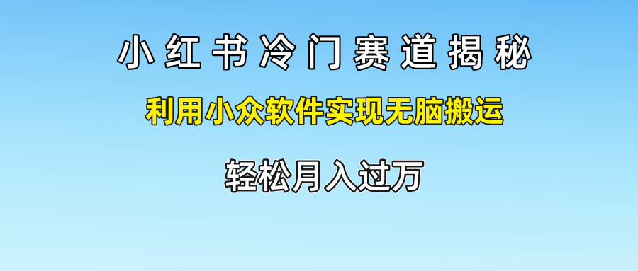 小红书冷门赛道揭秘,利用小众软件实现无脑搬运，轻松月入过万-枫客网创