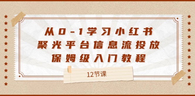 从0-1学习小红书聚光平台信息流投放，保姆级入门教程（12节课）-枫客网创