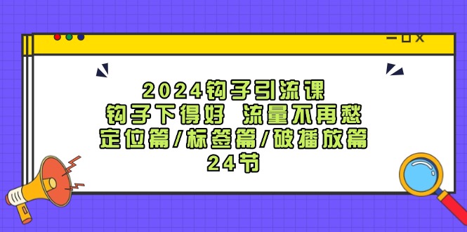 2024钩子引流课：钩子下得好流量不再愁，定位篇/标签篇/破播放篇/24节-枫客网创