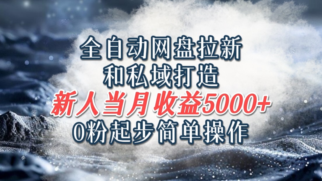 全自动网盘拉新和私域打造，0粉起步简单操作，新人入门当月收益5000以上-枫客网创