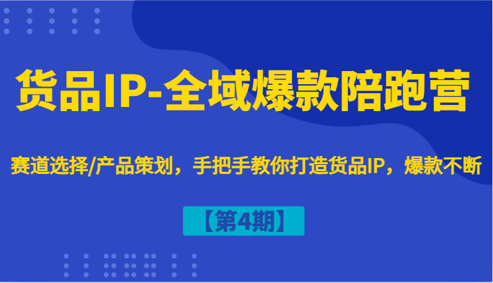 货品IP-全域爆款陪跑营【第4期】赛道选择/产品策划，手把手教你打造货品IP，爆款不断-枫客网创