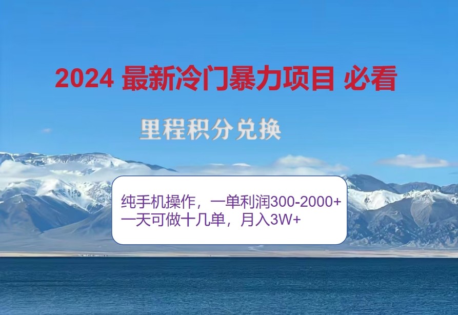 2024惊爆冷门暴利，里程积分最新玩法，高爆发期，一单300+—2000+-枫客网创